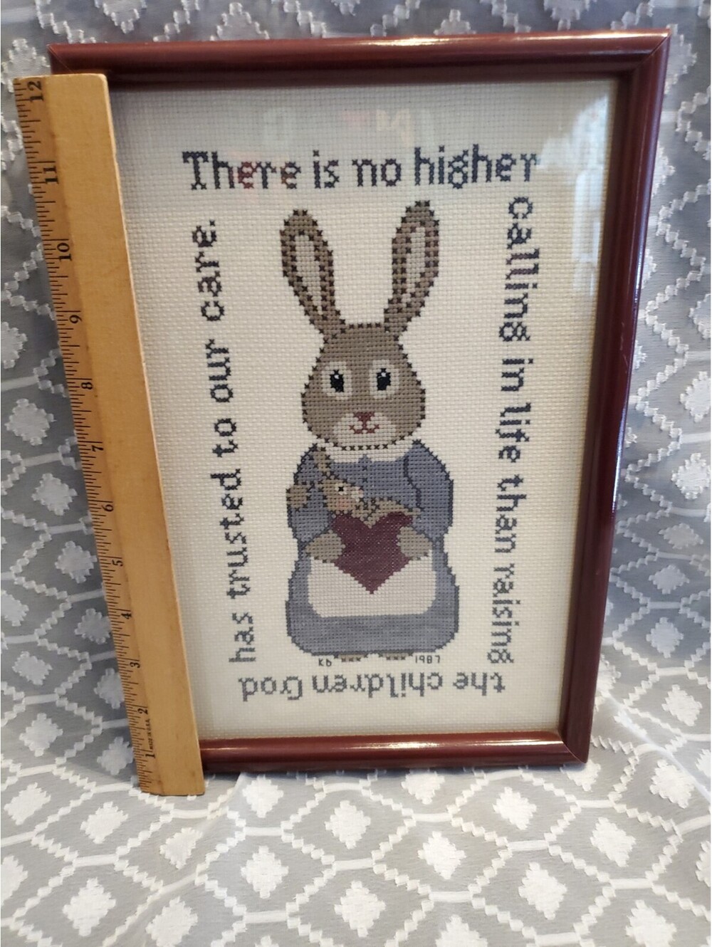 Vtg Mother/baby Bunny Cross Stich